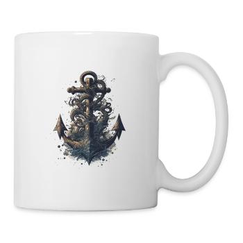 beautiful maritime anchor from a sailing ship - Mug - white - Right