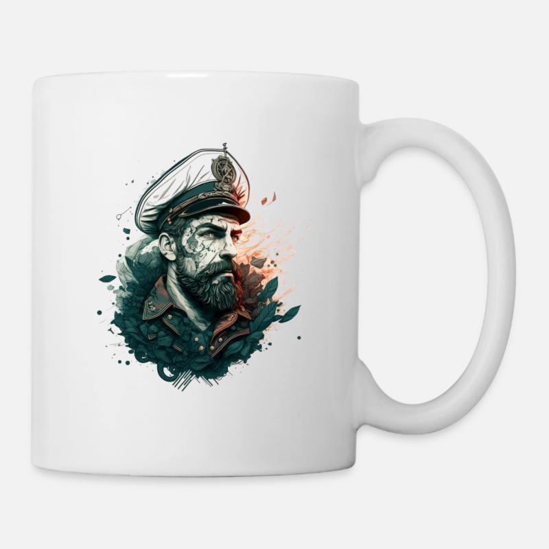 Der Kapitän und sein Segelschiff, Seemann - Tasse - Weiß