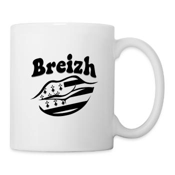 Breizh Bretagne design drapeau bouche - Mug blanc - blanc - Droite