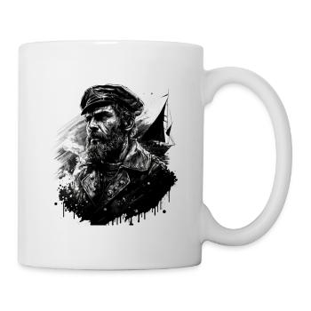 Le capitaine et son voilier, marin - Mug blanc - blanc - Droite