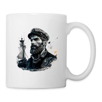 Le capitaine et son voilier, marin - Mug blanc - blanc - Droite