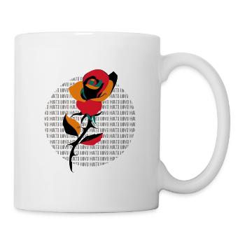 Pink flower LOVE HATE - Mug - white - Right