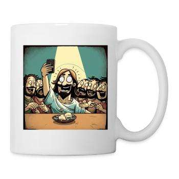 Jesus macht ein Selfie während des letzten Abendmahls - Tasse - Weiß - Rechts