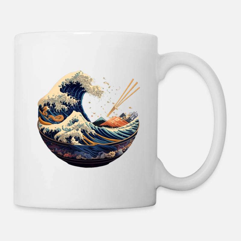Große Kanagawa japanische Ramen - Tasse - Weiß