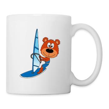 WINDSURFER - BÄR - TEDDY - SURFER - SPORT - Tasse - Weiß - Rechts