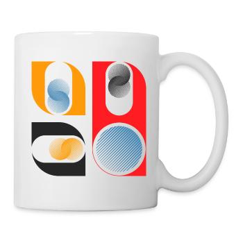Geometrisches Muster (Formen, Bunt) - Tasse - Weiß - Rechts