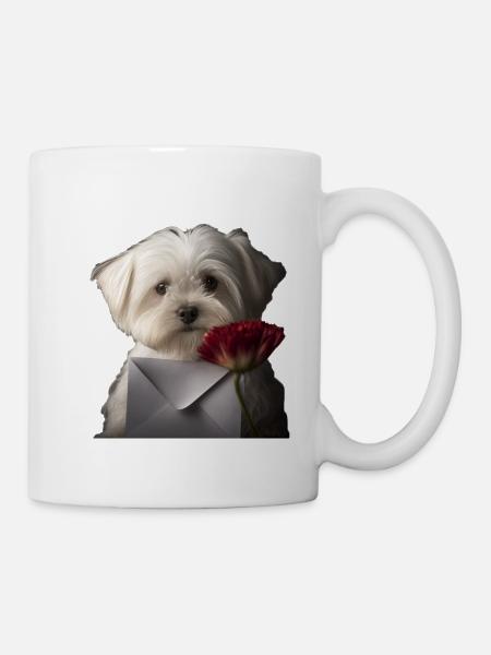 Saint-Valentin maltais - Chien maltais - Mug blanc - blanc