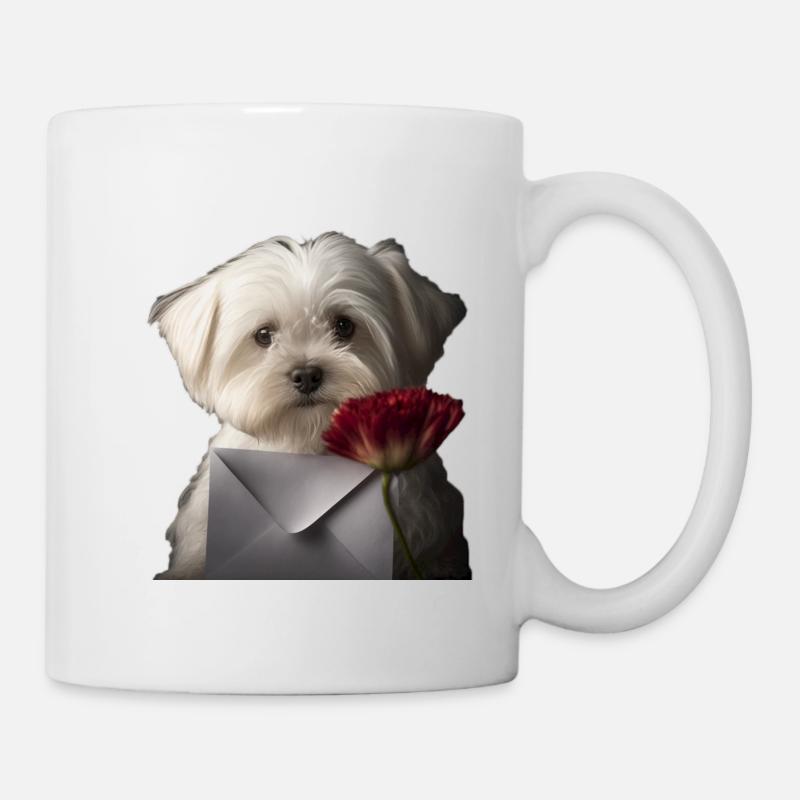 Saint-Valentin maltais - Chien maltais - Mug blanc - blanc