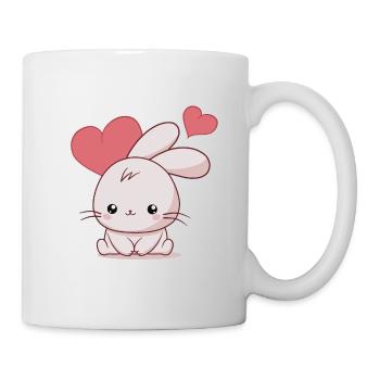 Kawaii Rabbit with Hearts - Mug - white - Right