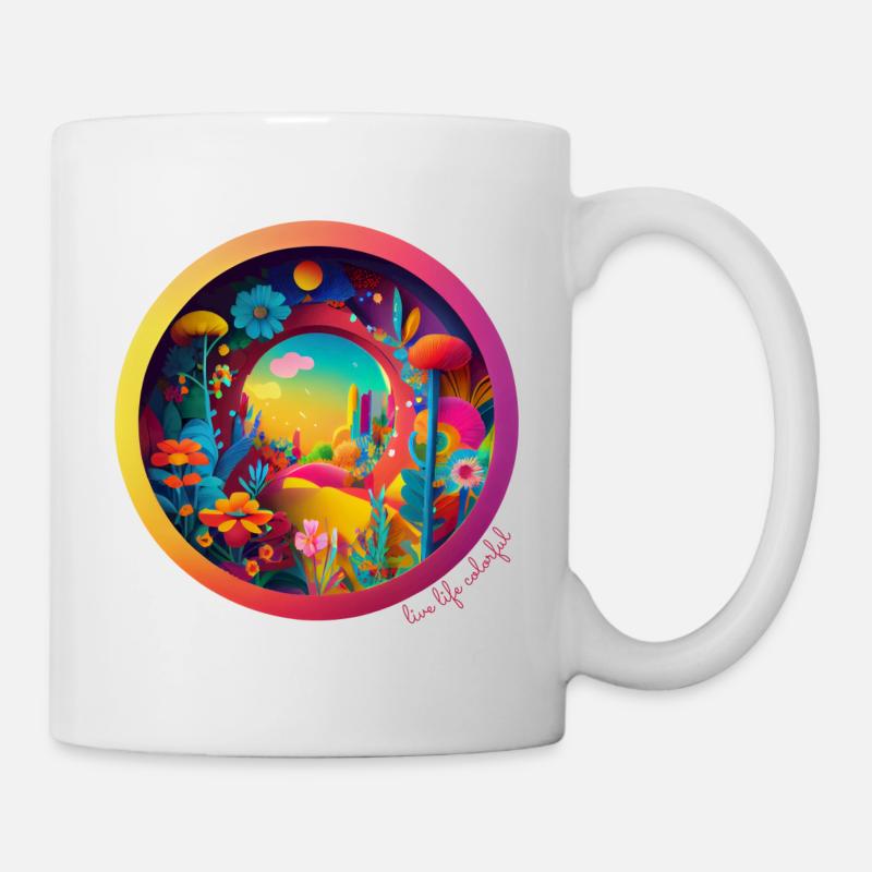 Cercle de fleurs | Cercle floral | Conception florale - Mug blanc - blanc