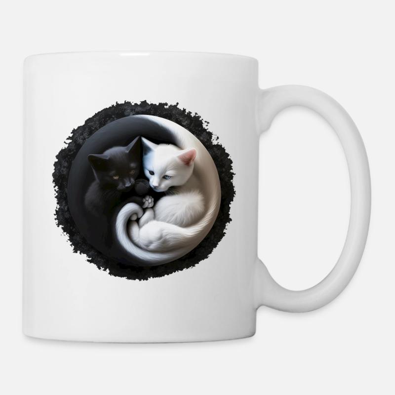 Yin Yang Kitten Chaton en optique 3D, super mignon... - Mug blanc - blanc