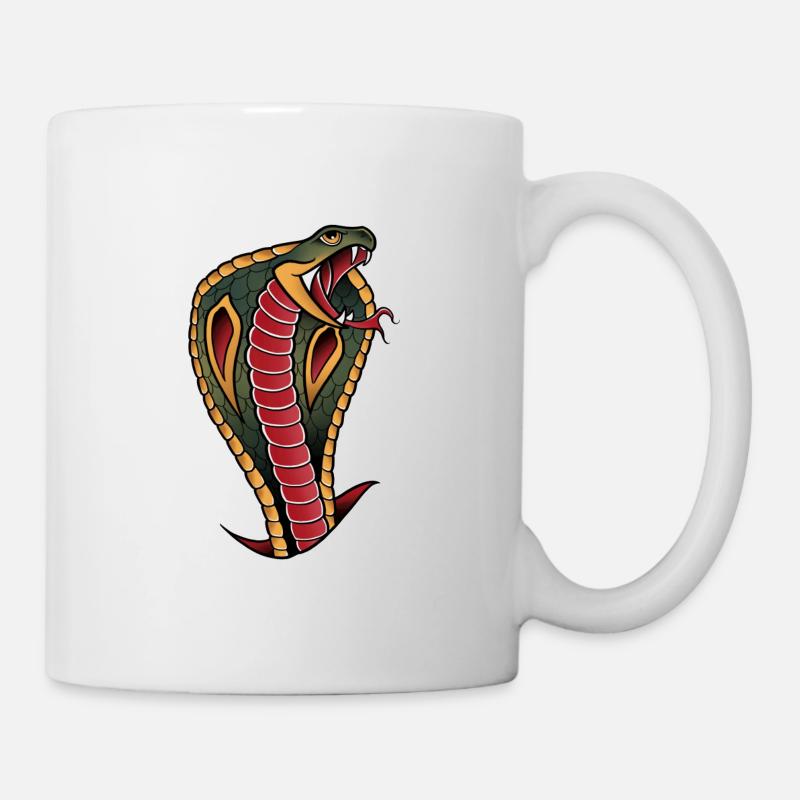 Serpent cobra old-school traditionnel art - Mug blanc - blanc