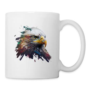 Freiheit in Farbe: Adlerporträt auf Leinwand - Tasse - Weiß - Rechts