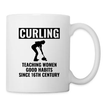 Curling Sweeping Fan Winter Ice Sport Curler Drôle - Mug blanc - blanc - Droite