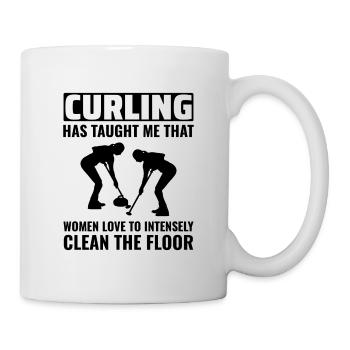 Curling Sweeping Fan Winter Ice Sport Curler Drôle - Mug blanc - blanc - Droite