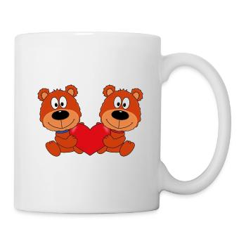 TEDDYS - BÄREN - TEDDYBÄREN - HERZ - LIEBE - LOVE - Tasse - Weiß - Rechts