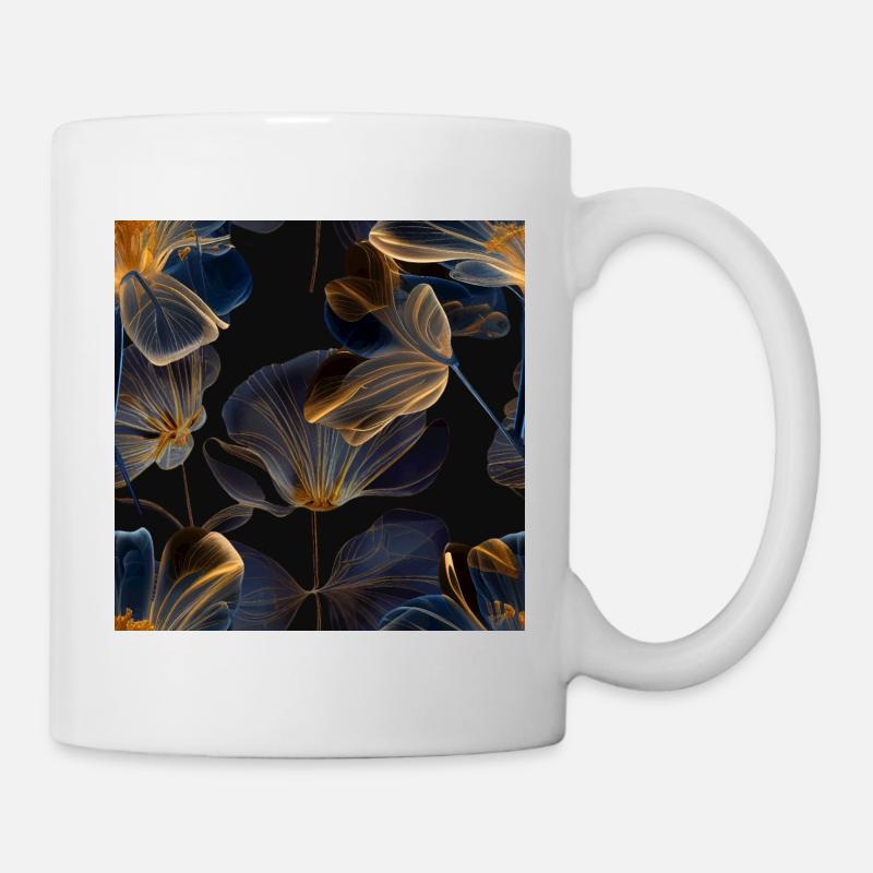 Transparente Goldblumen - Tasse - Weiß