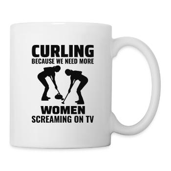 Curling Sweeping Fan Winter Ice Sport Curler Funny - Mug - white - Right