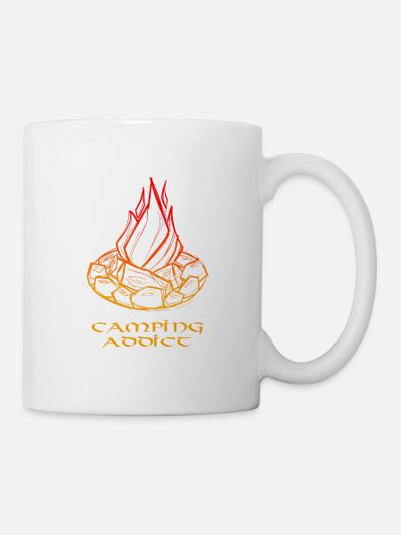Feu de camp campeur addict sketchy art - Mug blanc - blanc