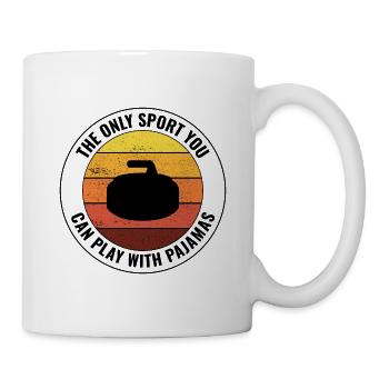 Curling Sweeping Fan Winter Ice Sport Curler Drôle - Mug blanc - blanc - Droite