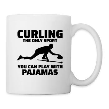 Curling Sweeping Fan Winter Ice Sport Curler Funny - Mug - white - Right