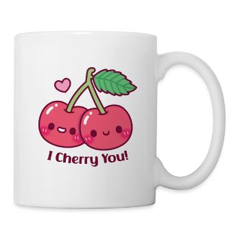 Mignonnes cerises I Cherry You Pun - Mug blanc - blanc - Droite