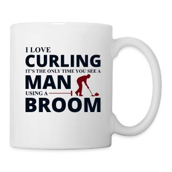 Curling Kehrfächer Winter Eissport Curler Lustig - Tasse - Weiß - Rechts