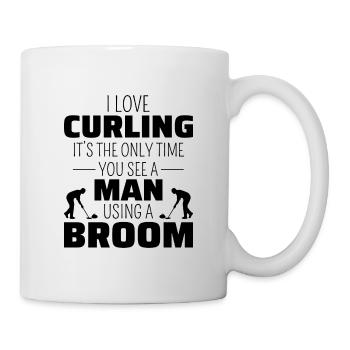 Curling Kehrfächer Winter Eissport Curler Lustig - Tasse - Weiß - Rechts