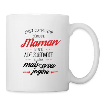 C est compliqué d être Maman et Aide Soignante - Mug blanc - blanc - Droite