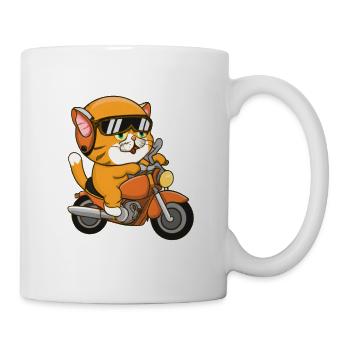 Chat avec moto - Mug blanc - blanc - Droite