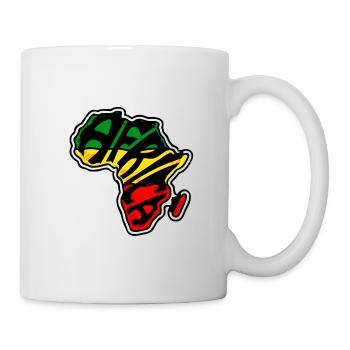 Afrika Karte Grün Gelb Rot Kontinent Länder Tiere - Tasse - Weiß - Rechts