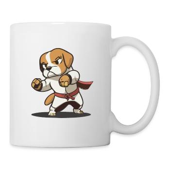 Cute Dog Knows Karate Cartoon Illustration - Mug - white - Right