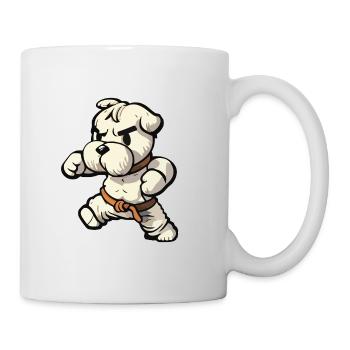 Cute Funny Dog Knows Karate Cartoon Illustration - Mug - white - Right
