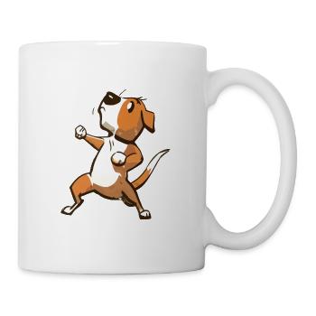 Funny Cute Dog Knows Karate Cartoon Illustration - Mug - white - Right