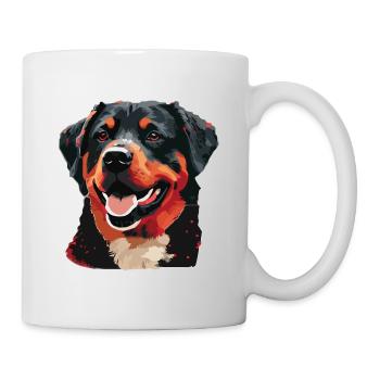 Rottweiler Hunderasse Gesicht Cartoon Illustration - Tasse - Weiß - Rechts