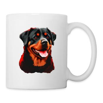 Rottweiler Hunderasse Kopf Cartoon Illustration - Tasse - Weiß - Rechts