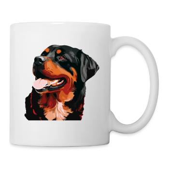 Rottweiler Hunderasse Gesicht Cartoon Illustration - Tasse - Weiß - Rechts