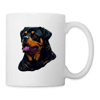 Rottweiler Hunderasse Kopf Cartoon Illustration - Tasse - Weiß - Rechts