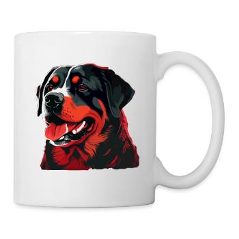 Rottweiler Hunderasse Gesicht Cartoon Illustration - Tasse - Weiß - Rechts