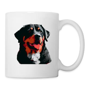 Rottweiler Hunderasse Kopf Cartoon Illustration - Tasse - Weiß - Rechts