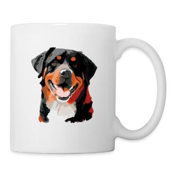 Rottweiler Hunderasse Gesicht Cartoon Illustration - Tasse - Weiß - Rechts