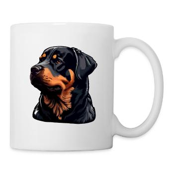 Rottweiler Hunderasse Gesicht Cartoon Illustration - Tasse - Weiß - Rechts