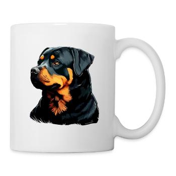 Rottweiler Hunderasse Gesicht Cartoon Illustration - Tasse - Weiß - Rechts
