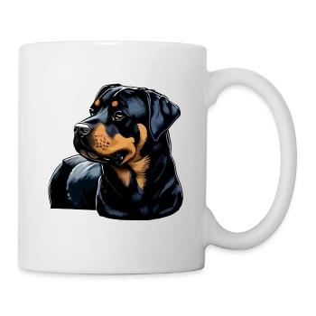 Mignon Rottweiler Dog Breed Head Cartoon - Mug blanc - blanc - Droite