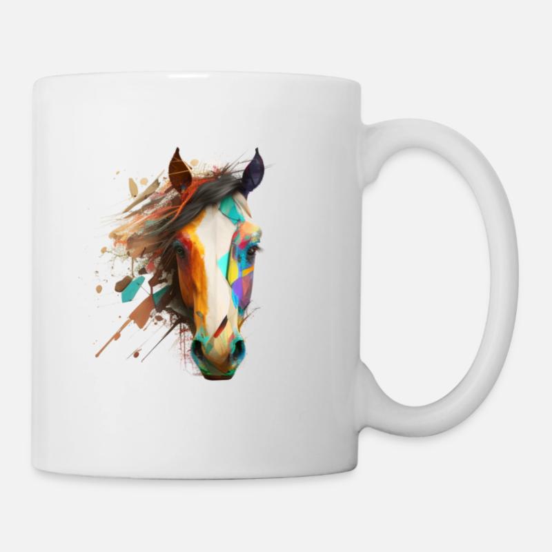 Un design unique en mosaïque de chevaux - Mug blanc - blanc