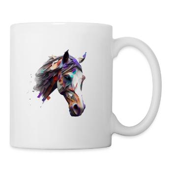 Dessin en mosaïque de la tête du cheval - Mug blanc - blanc - Droite
