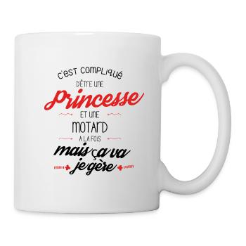 C'est compliqué d'être une Princesse et une motard - Mug blanc - blanc - Droite
