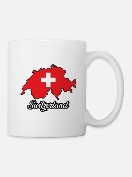 Switzerland, Schweiz, Swiss, Flag country, map - Mug - white