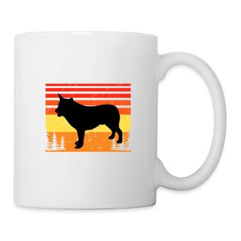 Australischer Cattle Hund Liebe Silhouette Retro Sonnenuntergang - Tasse - Weiß - Rechts