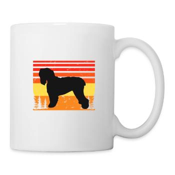 Noir Terrier Russe Chien Silhouette Rétro Coucher de Soleil - Mug blanc - blanc - Droite